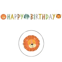 Grinalda Safari Happy Birthday de 1,80 cm x 15 cm