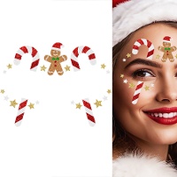 Joias adesivas faciais de Natal em forma de biscoito com glitter
