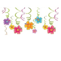 Pingentes decorativos de flores havaianas - 12 unid.