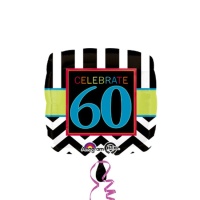 Happy 60th Birthday Balão quadrado 43 cm - Anagrama