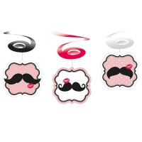 Pendentes decorativos Moustache de 80 cm - 6 unidades