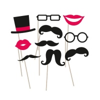 Kit para photo booth Moustache - 10 unidades