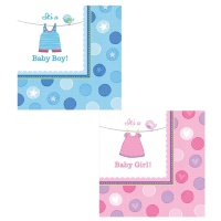 Guardanapos Blue Baby Party de 16,5 x 16,5 cm - 16 unidades