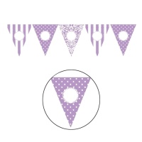 Bandeirola de triângulos lilás personalizável