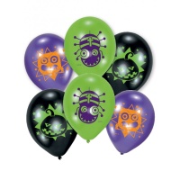 Balões de látex com figuras engraçadas do Halloween - 6 unidades