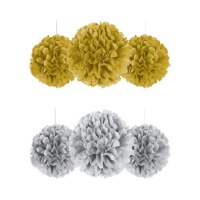 Pingentes de pompons de papel - 3 unid.