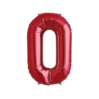 Balão de número '0' gigante vermelho de 100 cm