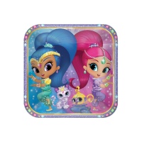 Pratos quadrados de Shimmer and Shine de 23 cm - 8 unidades