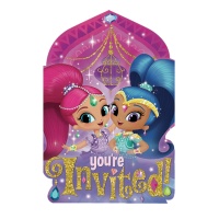 Convites de Shimmer e Shine com envelope - 8 unidades