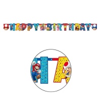 Grinalda Feliz Aniversário Super Mario - 1,90m