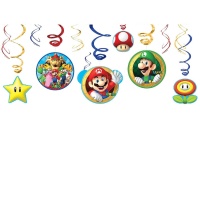Pendentes decorativos Super Mario - 12 unidades