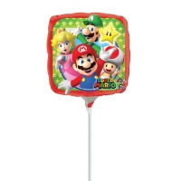 Balão quadrado insuflado com vareta de Super Mario de 17 cm - Anagram