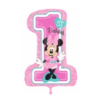 Balão número 1 Happy Birthday da Minnie Mouse