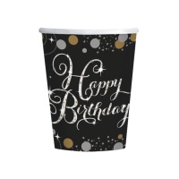 Copos de Bolhas de Champanhe Happy Birthday de 266 ml - 8 unidades