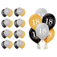 Balões Borbulhas de Champanhe de aniversário de 28 cm - Sempertex - 6 unidades