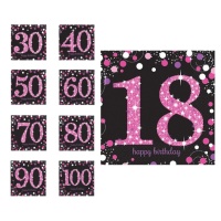 Guardanapos Pink Birthday 16,5 x 16,5 cm - 16 unidades