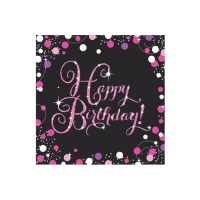 Guardanapos de Pink Birthday de 16,5 x 16,5 cm - 16 unidades