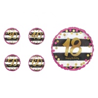 Balão de aniversário cor-de-rosa com número 45 cm - Anagrama
