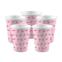 Copos havaianos de Flamingo de 250 ml - 8 unidades