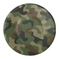Pratos verdes de camuflagem militar 23cm - 8 unid.