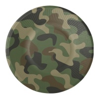 Pratos de Camuflagem Militar verde de 23 cm - 8 unidades