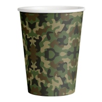 Copos de 250 ml verde camuflagem militar - 8 unid.