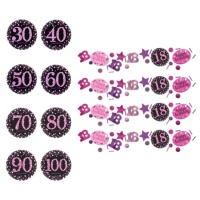 Confettis de Pink Birthdayrio Rosa com número - 34 g