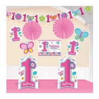 Kit decorativo do Primeiro Aniversário Butterfly - 10 pcs.