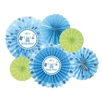 Pendentes de leque de Blue Baby Party - 6 unidades