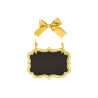 Mini letreiro de quadro suspenso com rebordo dourado - 14 x 10 cm