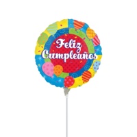 Balão insuflado com vareta de Feliz cumpleaños de 17 cm - Anagram