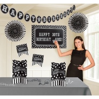Kit de decoração de aniversário preto personalizável