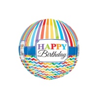 Balão Happy Birthday Rainbow orbz 38 x 40 cm - Anagrama