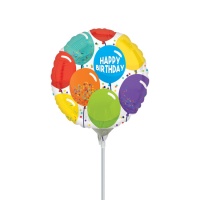 Balão insuflável com vara de aniversário 17 cm de balões coloridos - Anagrama
