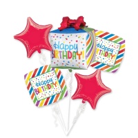 Bouquet de Happy Birthday Arcoíris cubo - Anagram - 5 unidades