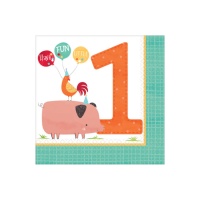 Guardanapos de A Quinta Feliz 1 Ano de 16,5 x 16,5 cm- 16 unidades