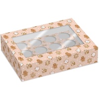 Caixa para 12 cupcakes de boneco de gengibre - 2 unidades