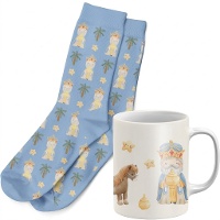 Conjunto presente de caneca e meias do Rei Mago Melchior