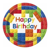 Pratos Lego Feliz Aniversário 23 cm 8 peças