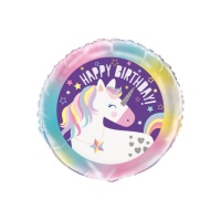 Feliz aniversário balão de unicórnio 45 cm - Qualatex