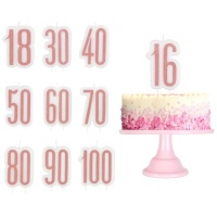 Vela número cor-de-rosa de 7 cm