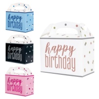 Caixa de cartão de Happy Birthday com bolinhas - 6 unidades