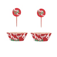 Cápsulas para cupcakes com palitos de Natal - 24 unid.