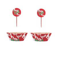 Forminhas para cupcakes com picks de Natal - 24 unidades