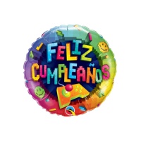 Balão redondo Happy Birthday Video Games - 46 cm