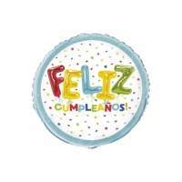 Balão redondo Feliz Aniversário 45 cm - Qualatex