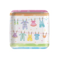 Pratos quadrados para roupa de bebé 23 cm - 8 unid.