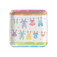 Pratos quadrados de Baby Clothing de 23 cm - 8 unidades