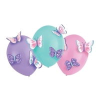 Balões de látex com borboletas 35 cm - Amscan - 3 unid.