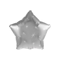 Balão estrela prateado com brilhantes 45 cm - 1 peça